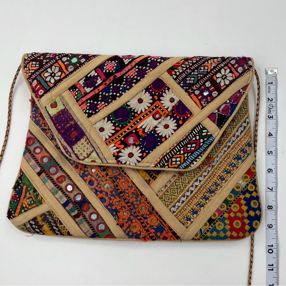 Boho Embroidered crossbody envelope purse - Picture 11 of 13